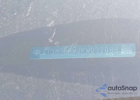 2019 Toyota Rav4 Le из США, поврежденный, VIN 2T3H1RFV3KW032088